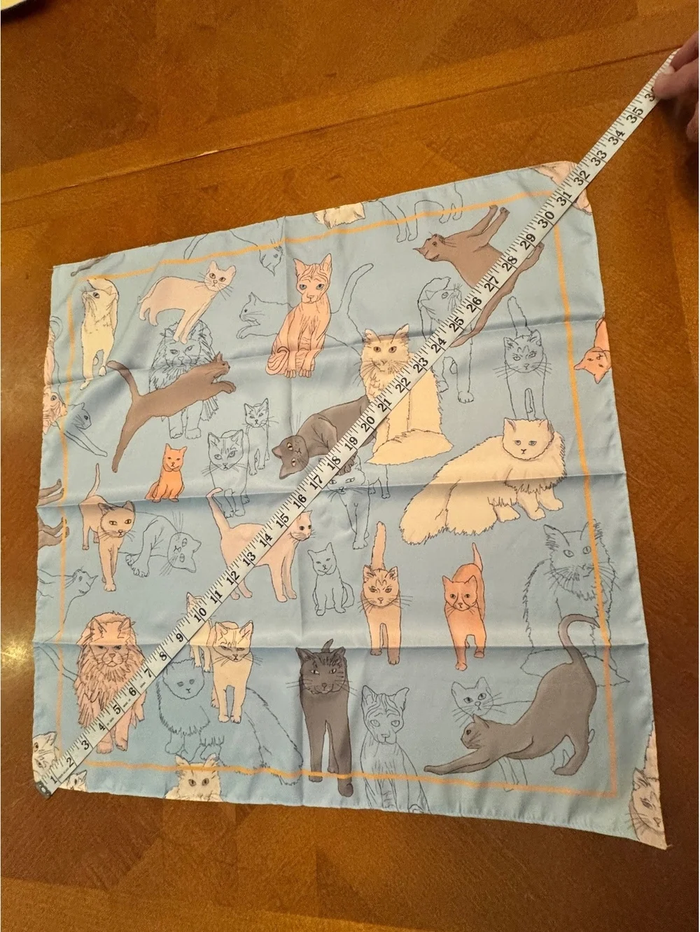 Light Blue Cat Print Square Scarf 270